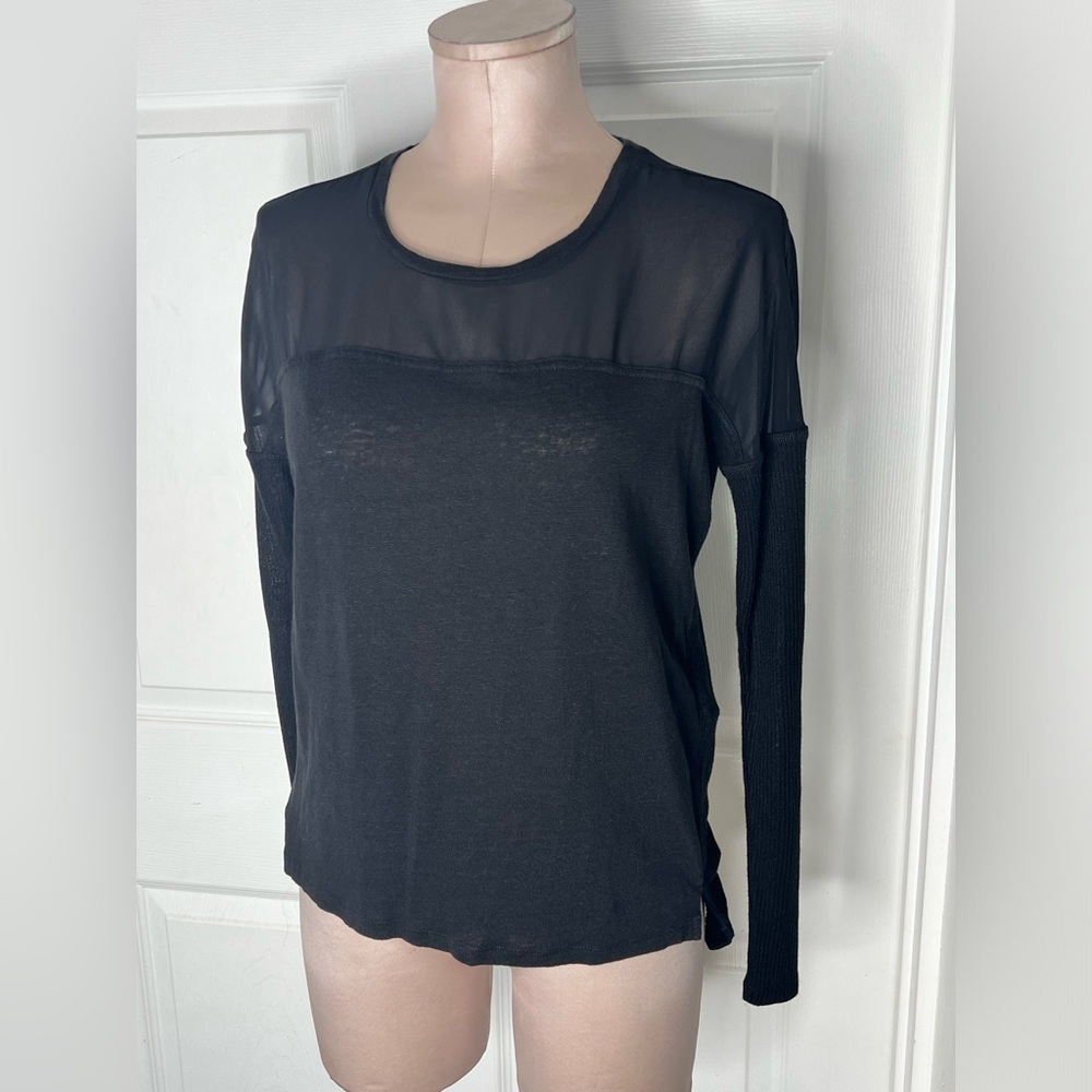 Sandro Paris Sheer Panel Black Blouse Sz1 - Picture 8 of 10